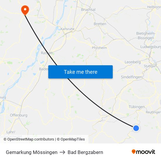 Gemarkung Mössingen to Bad Bergzabern map