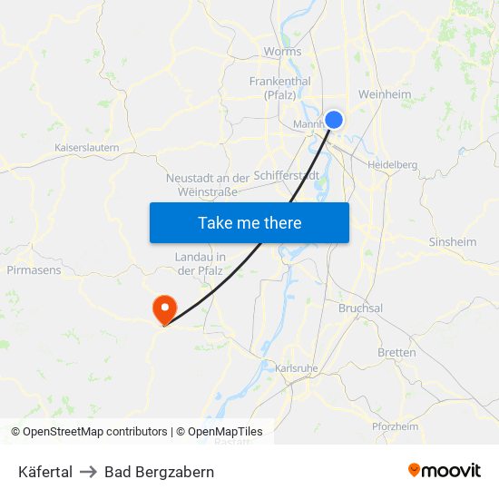 Käfertal to Bad Bergzabern map