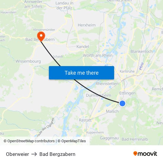 Oberweier to Bad Bergzabern map