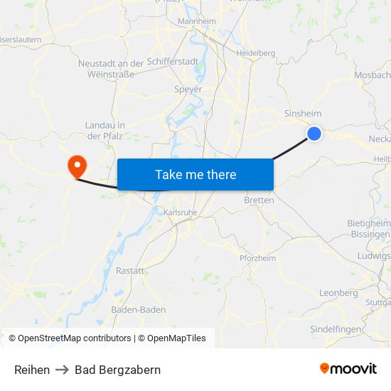 Reihen to Bad Bergzabern map