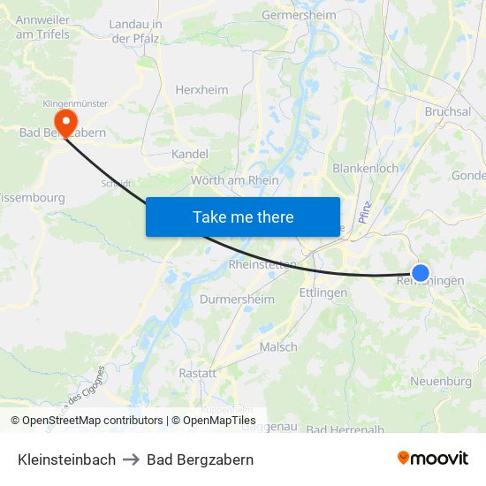 Kleinsteinbach to Bad Bergzabern map