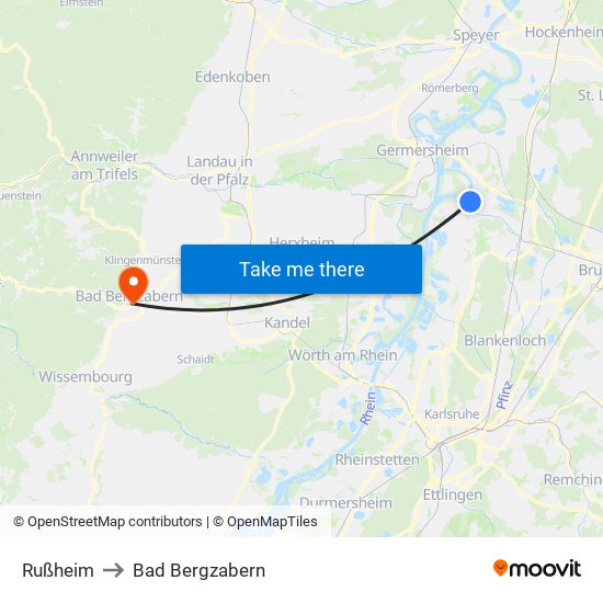 Rußheim to Bad Bergzabern map