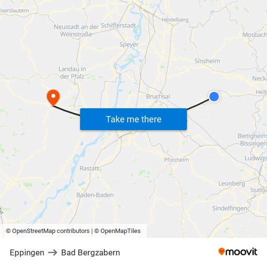 Eppingen to Bad Bergzabern map