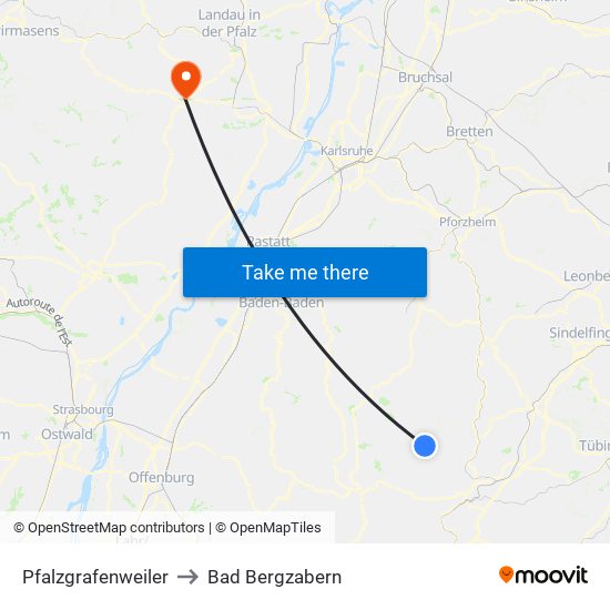 Pfalzgrafenweiler to Bad Bergzabern map