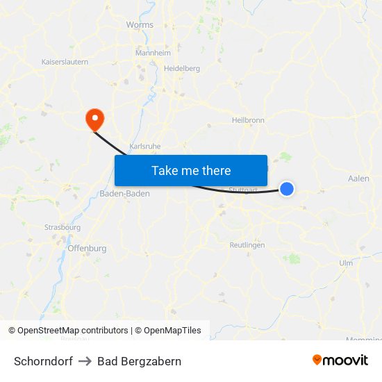 Schorndorf to Bad Bergzabern map