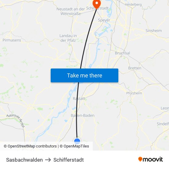 Sasbachwalden to Schifferstadt map