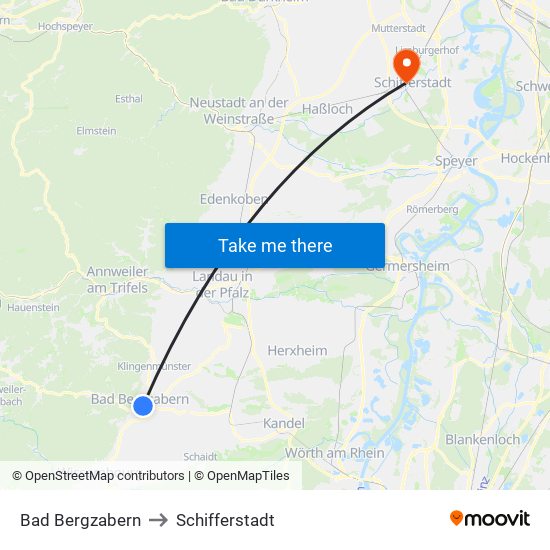 Bad Bergzabern to Schifferstadt map