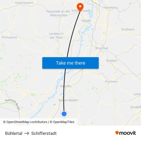 Bühlertal to Schifferstadt map