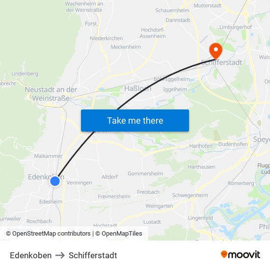 Edenkoben to Schifferstadt map