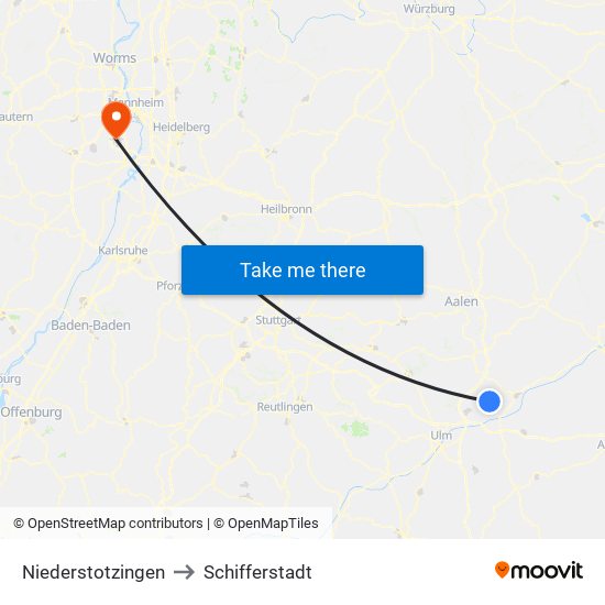 Niederstotzingen to Schifferstadt map