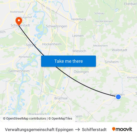 Verwaltungsgemeinschaft Eppingen to Schifferstadt map