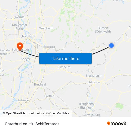 Osterburken to Schifferstadt map