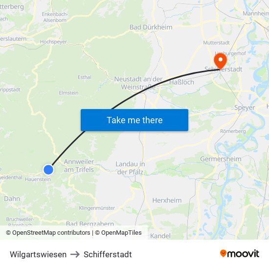 Wilgartswiesen to Schifferstadt map