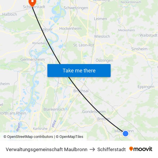 Verwaltungsgemeinschaft Maulbronn to Schifferstadt map