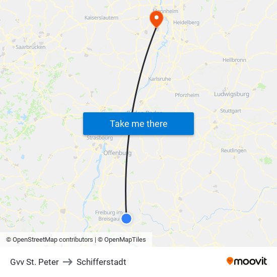 Gvv St. Peter to Schifferstadt map