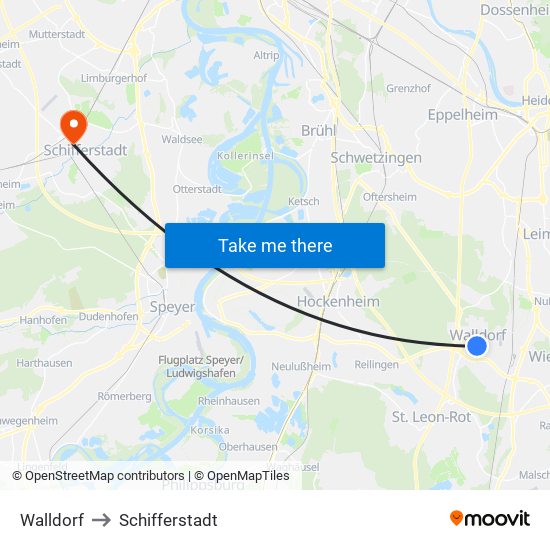 Walldorf to Schifferstadt map