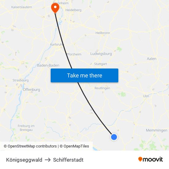 Königseggwald to Schifferstadt map