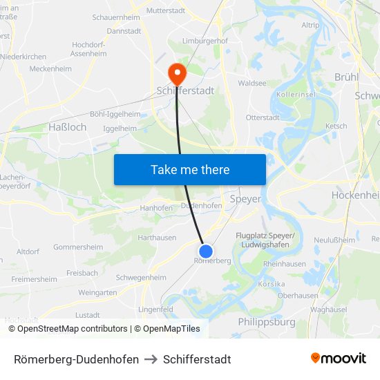 Römerberg-Dudenhofen to Schifferstadt map