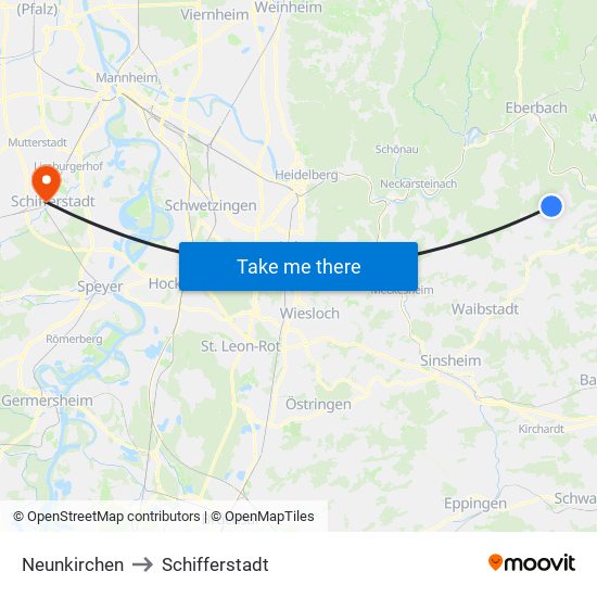 Neunkirchen to Schifferstadt map