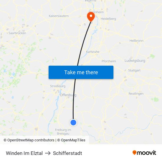 Winden Im Elztal to Schifferstadt map