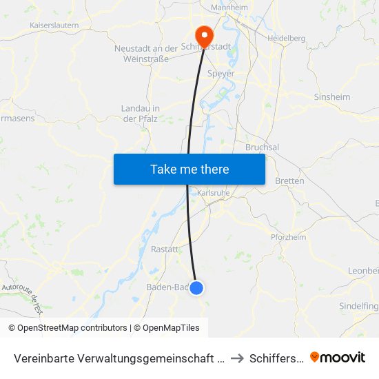 Vereinbarte Verwaltungsgemeinschaft Gernsbach to Schifferstadt map