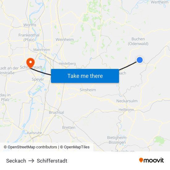 Seckach to Schifferstadt map