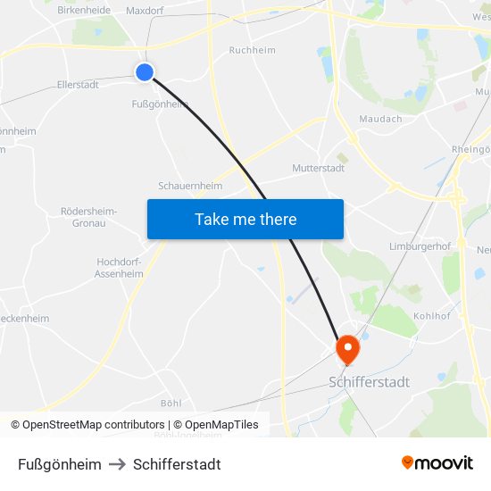 Fußgönheim to Schifferstadt map