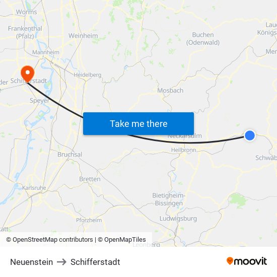 Neuenstein to Schifferstadt map