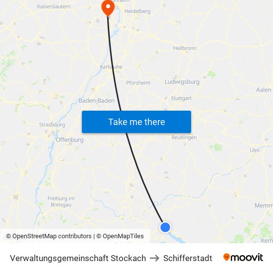 Verwaltungsgemeinschaft Stockach to Schifferstadt map