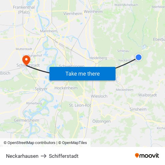 Neckarhausen to Schifferstadt map