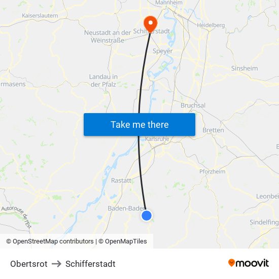 Obertsrot to Schifferstadt map