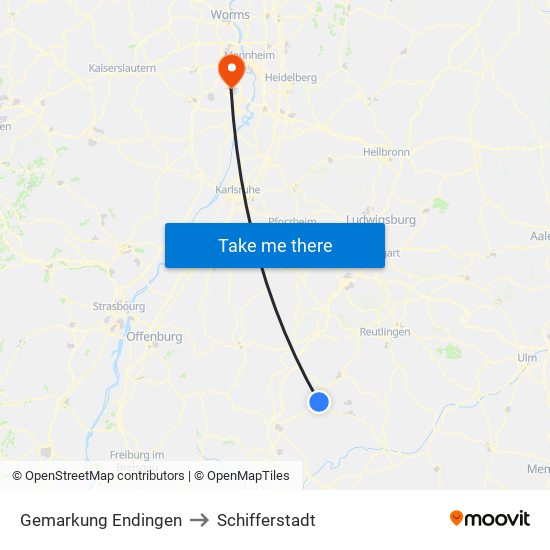 Gemarkung Endingen to Schifferstadt map