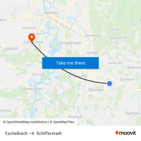 Eschelbach to Schifferstadt map