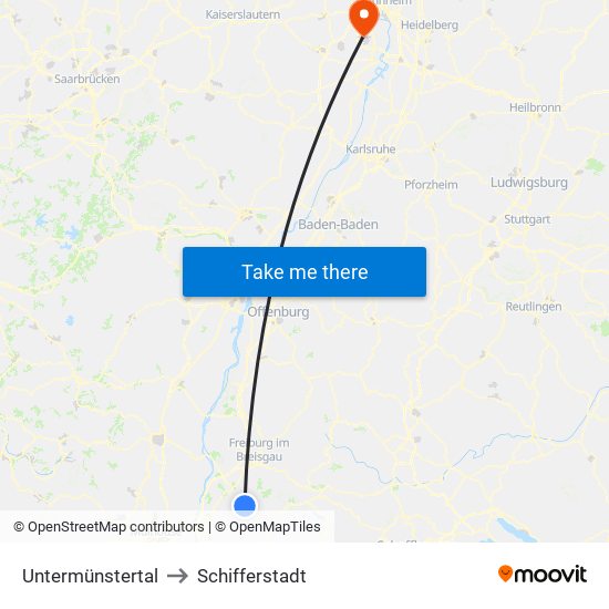 Untermünstertal to Schifferstadt map