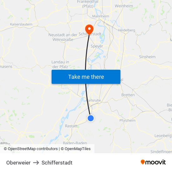 Oberweier to Schifferstadt map
