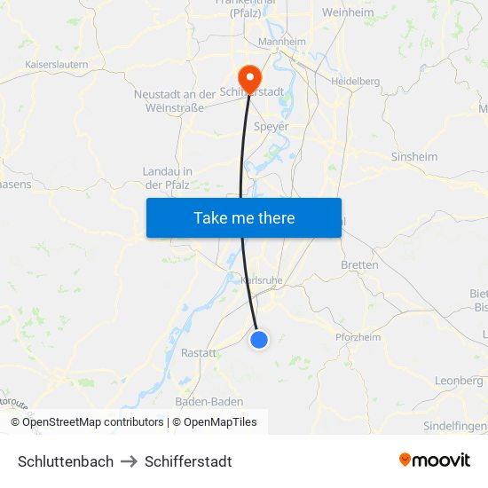 Schluttenbach to Schifferstadt map