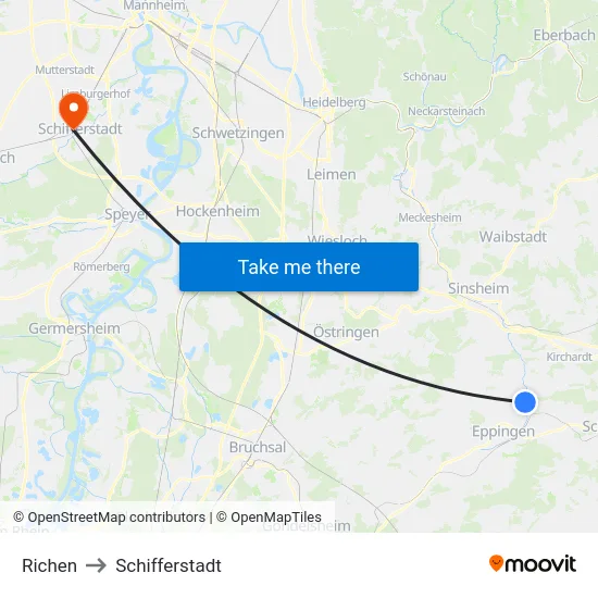 Richen to Schifferstadt map