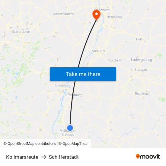 Kollmarsreute to Schifferstadt map