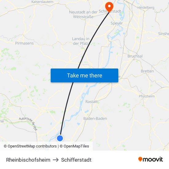 Rheinbischofsheim to Schifferstadt map