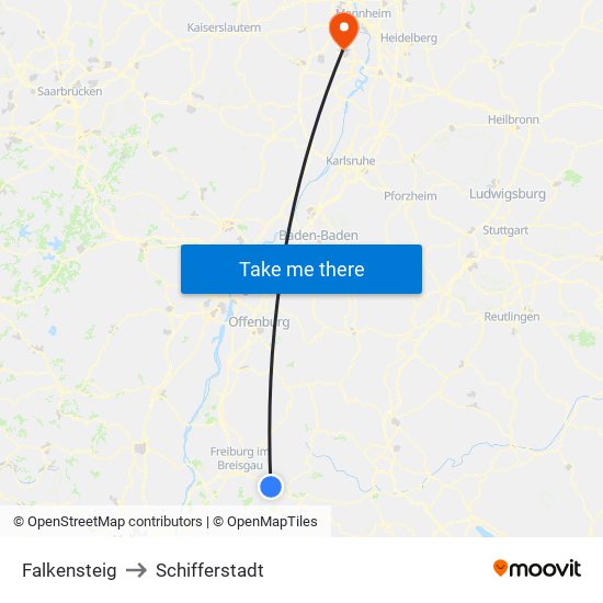 Falkensteig to Schifferstadt map