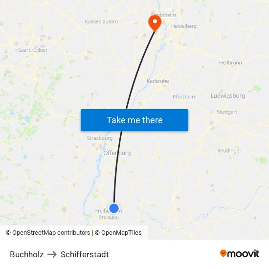 Buchholz to Schifferstadt map