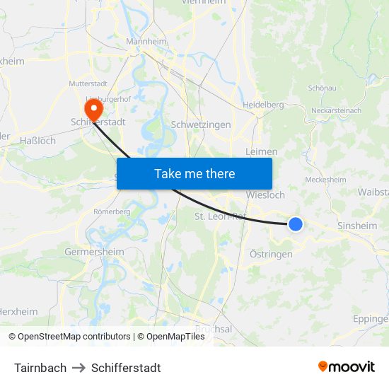 Tairnbach to Schifferstadt map