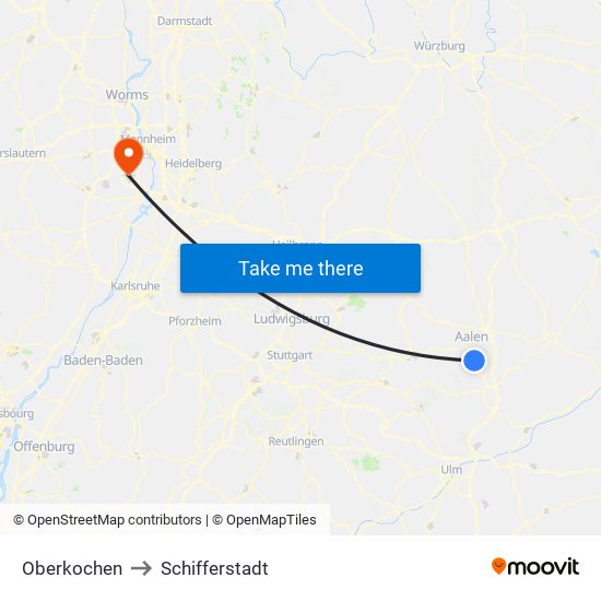 Oberkochen to Schifferstadt map