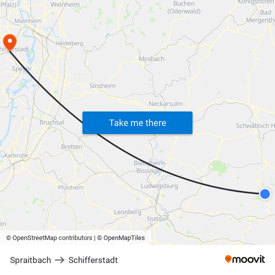 Spraitbach to Schifferstadt map
