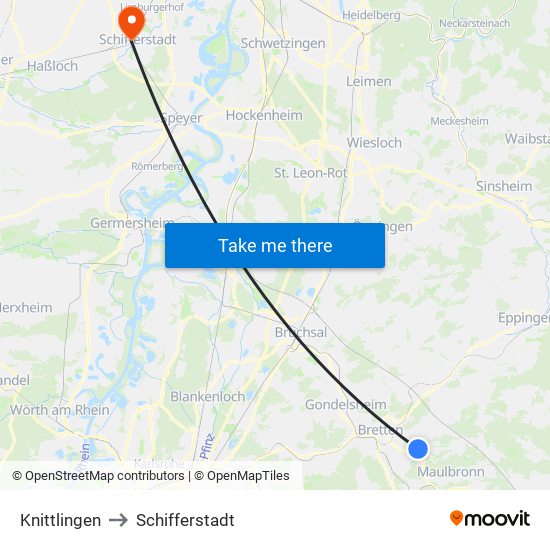 Knittlingen to Schifferstadt map