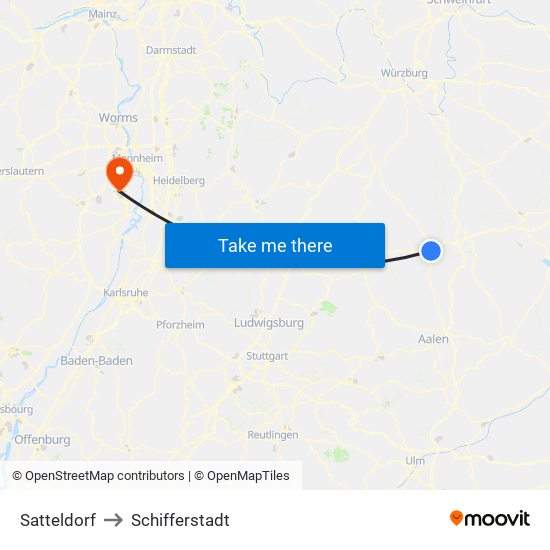 Satteldorf to Schifferstadt map