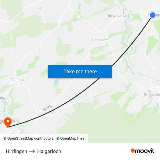 Hirrlingen to Haigerloch map