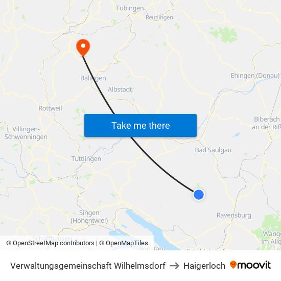 Verwaltungsgemeinschaft Wilhelmsdorf to Haigerloch map