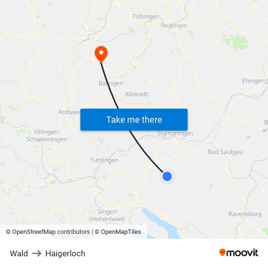 Wald to Haigerloch map