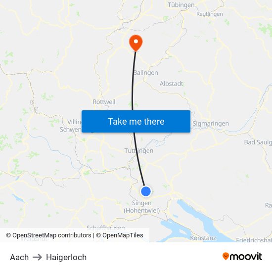 Aach to Haigerloch map